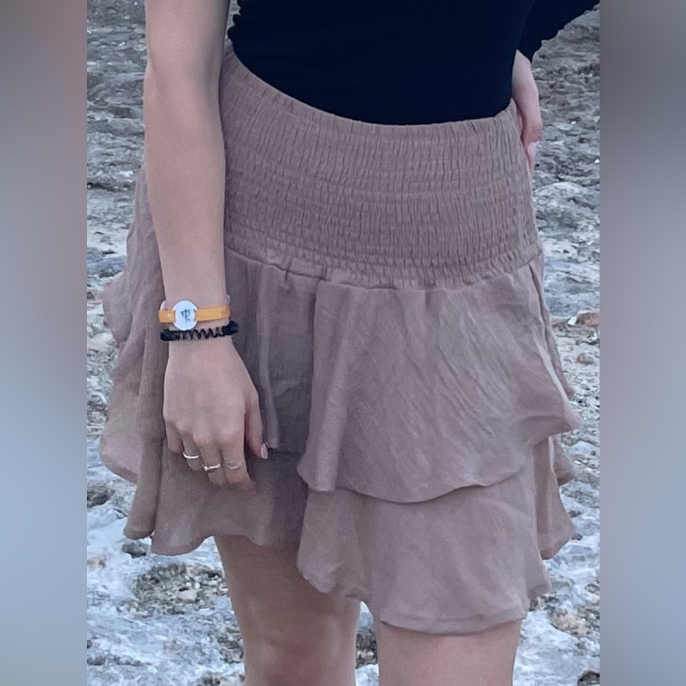 Elegant Brown Tiered Skirt